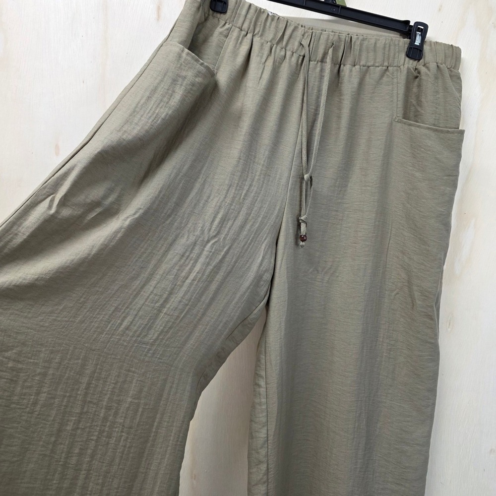 Baltic Born Sage Green Linen Blend Wide Leg Crop Pants 1XL New - Picture 11 of 16